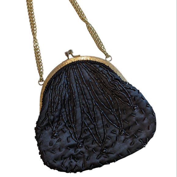 Vintage Black Beaded Handbag - Picture 3 of 11